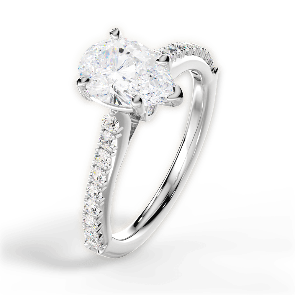 Frances Pear Cut Lab Grown Diamond 14Kt White Gold Engagement Ring - View 4