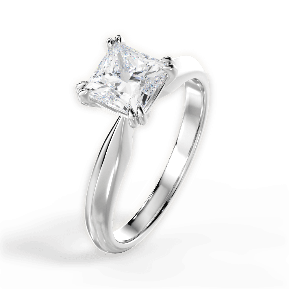 Anastasia Princess Cut Lab Grown Diamond 18Kt White Gold Engagement Ring - View 2