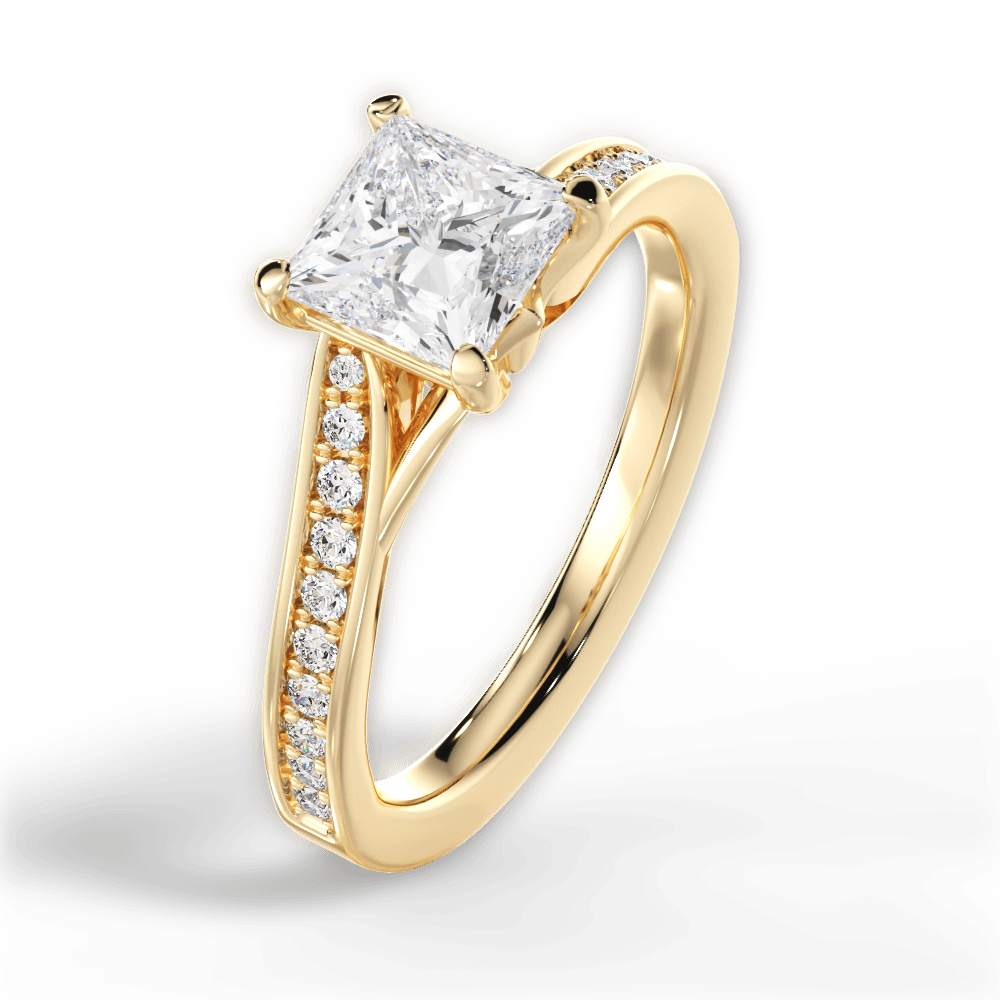 Elise Princess Cut Lab Grown Diamond 18Kt Yellow Gold Engagement Ring - View 3
