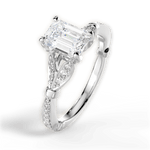 Geraldine Emerald Cut Lab Grown Diamond 14Kt White Gold Engagement Ring - View 4