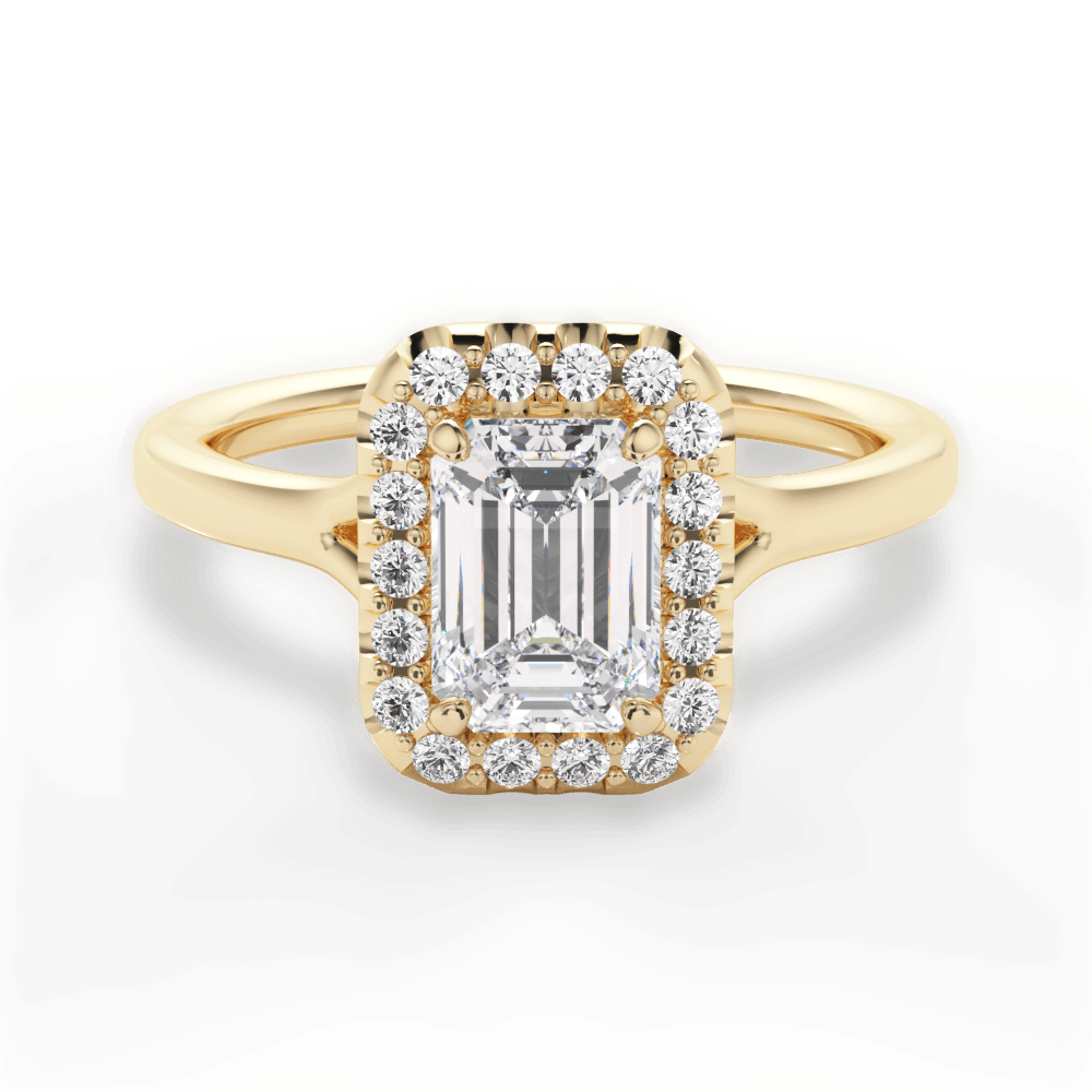 Geneva Emerald Cut Lab Grown Diamond 18Kt Yellow Gold Engagement Ring