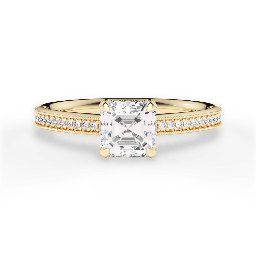 Janet Asscher Cut Lab Grown Diamond 18Kt Yellow Gold Engagement Ring