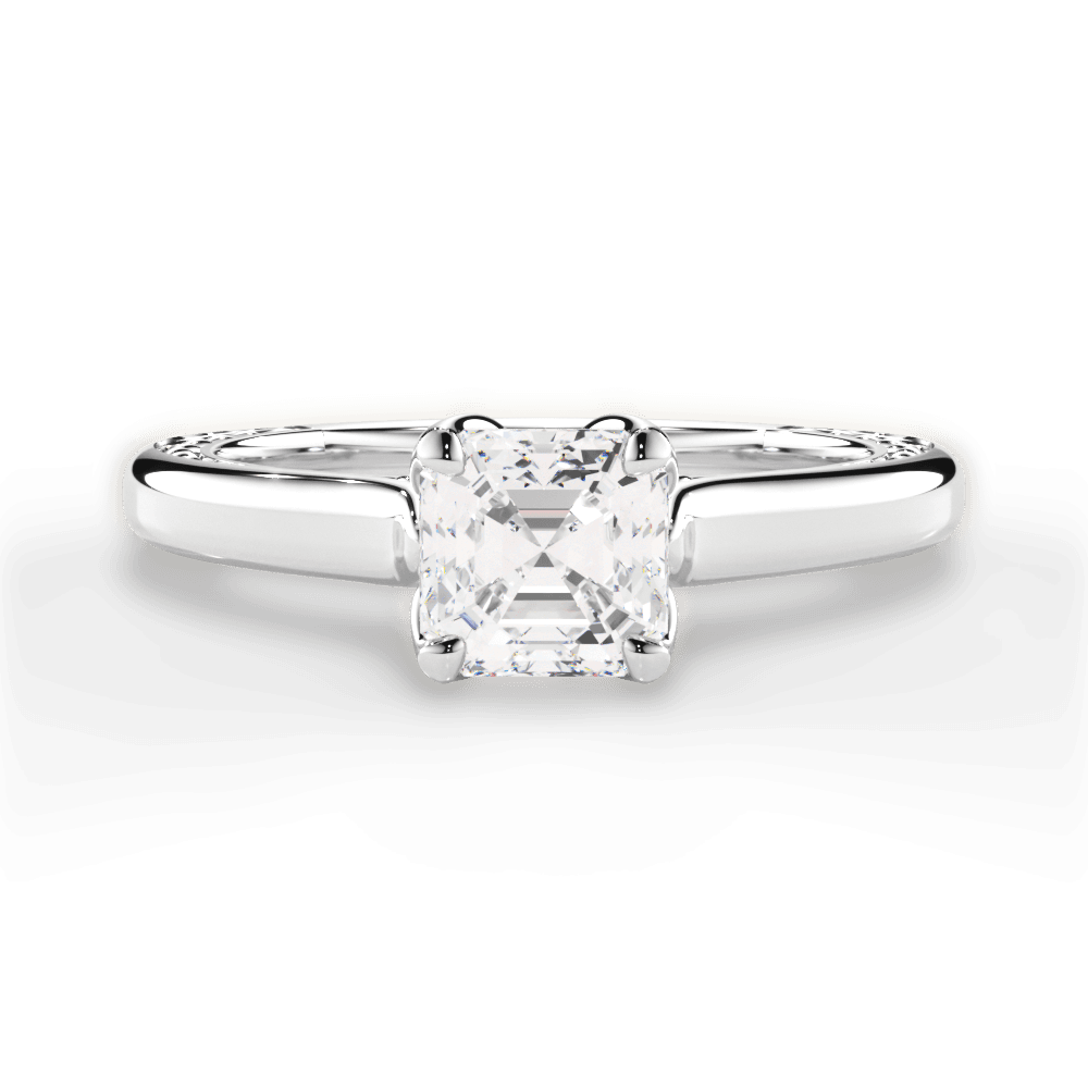 Carrie Asscher Cut Lab Grown Diamond Platinum Engagement Ring