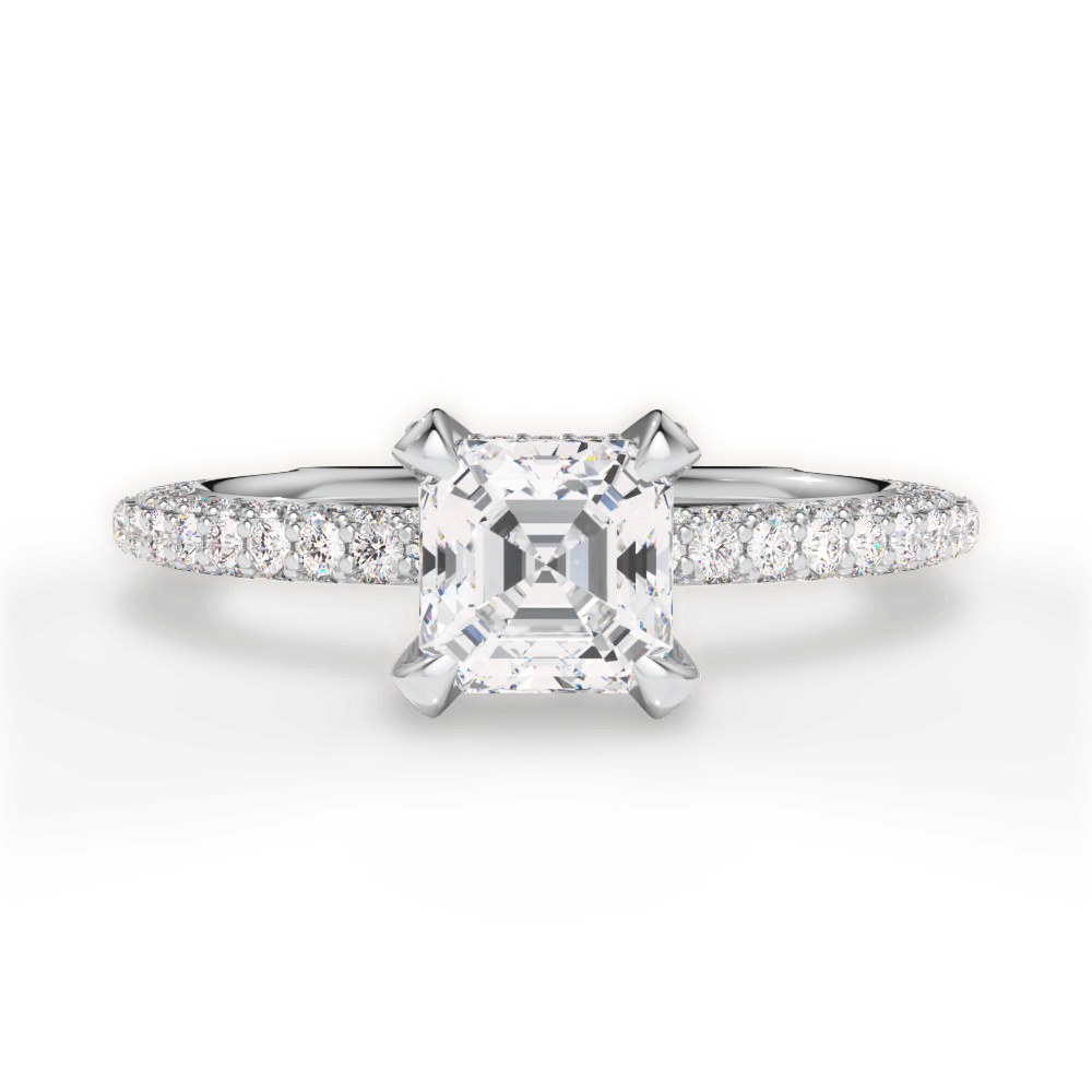 Madeline Asscher Cut Lab Grown Diamond 18Kt White Gold Engagement Ring