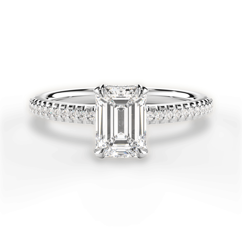 Helen Emerald Cut Lab Grown Diamond Platinum Engagement Ring
