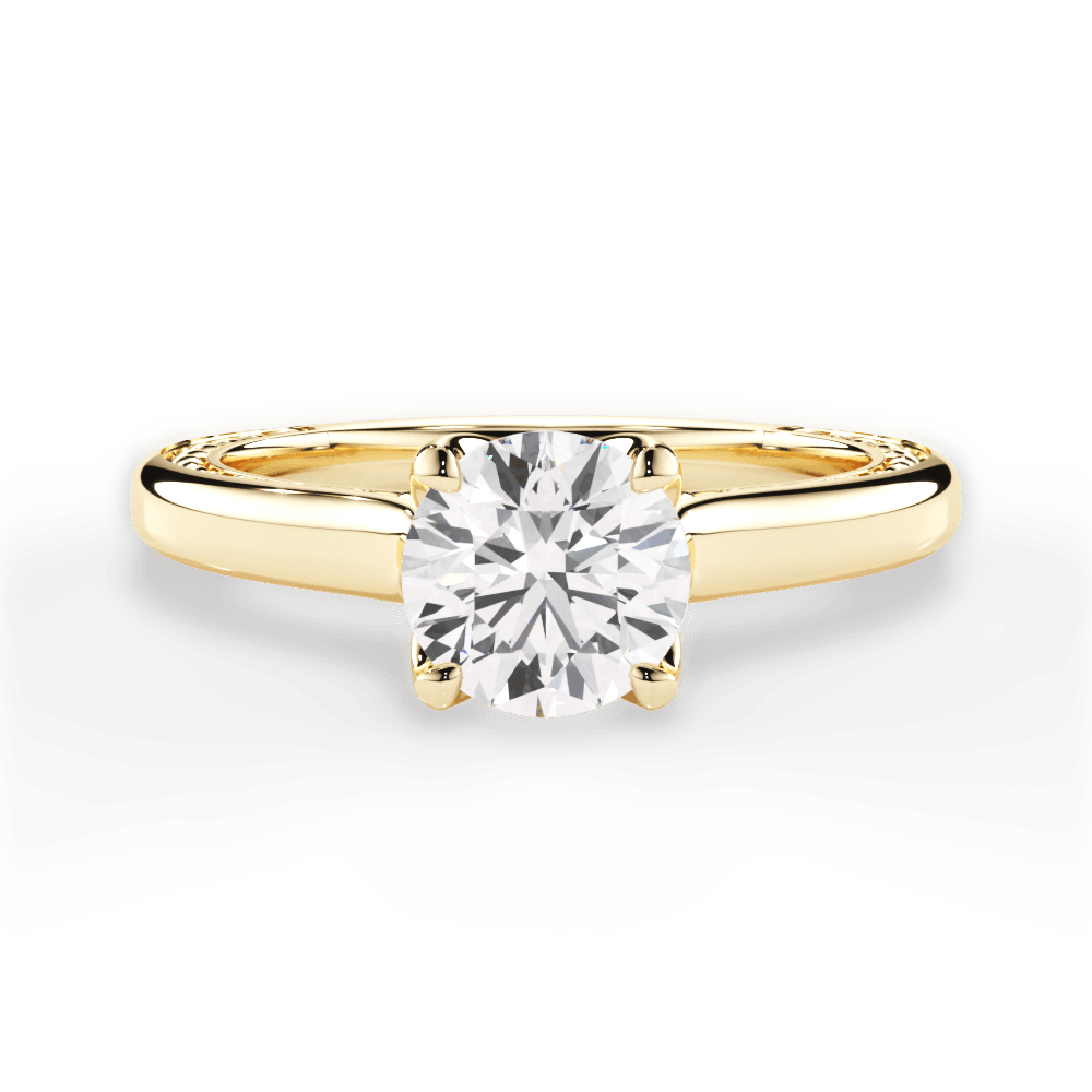 Carrie Round Cut Lab Grown Diamond 18Kt Yellow Gold Engagement Ring