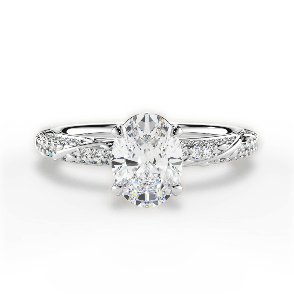 Gloria Oval Cut Lab Grown Diamond 14Kt White Gold Engagement Ring
