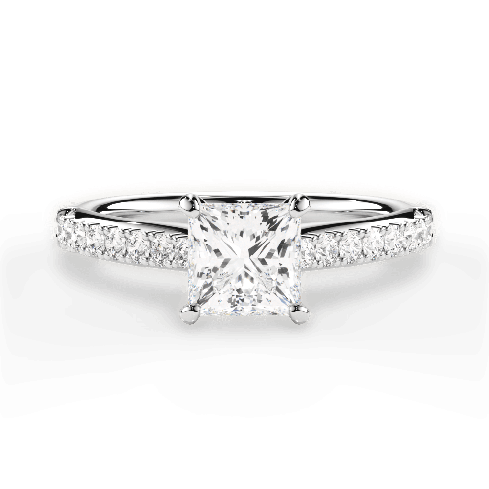 Elizabeth Princess Cut Lab Grown Diamond 14Kt White Gold Engagement Ring
