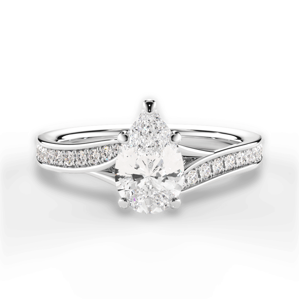Elise Pear Cut Lab Grown Diamond 18Kt White Gold Engagement Ring