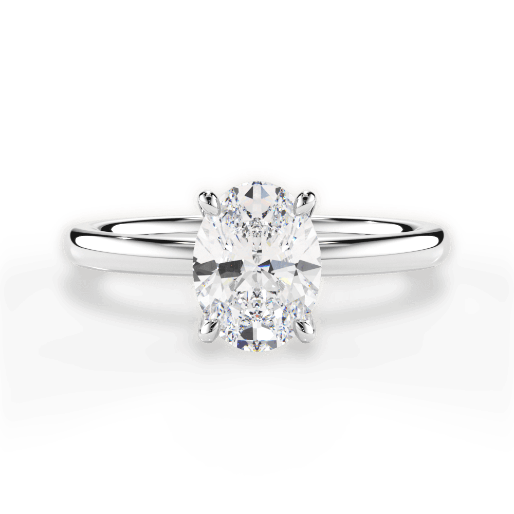 Angela Oval Cut Lab Grown Diamond 14Kt White Gold Engagement Ring