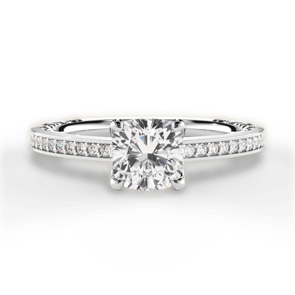 Donna Cushion Cut Lab Grown Diamond Platinum Engagement Ring