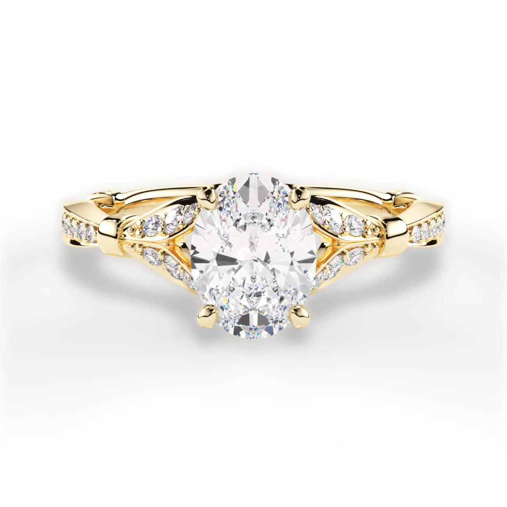 Geraldine Oval Cut Lab Grown Diamond 18Kt Yellow Gold Engagement Ring