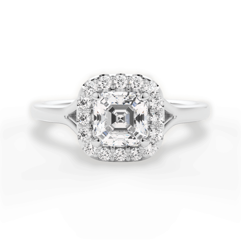 Geneva Asscher Cut Lab Grown Diamond 18Kt White Gold Engagement Ring