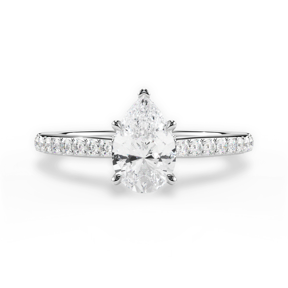 Joan Pear Cut Lab Grown Diamond 18Kt White Gold Engagement Ring