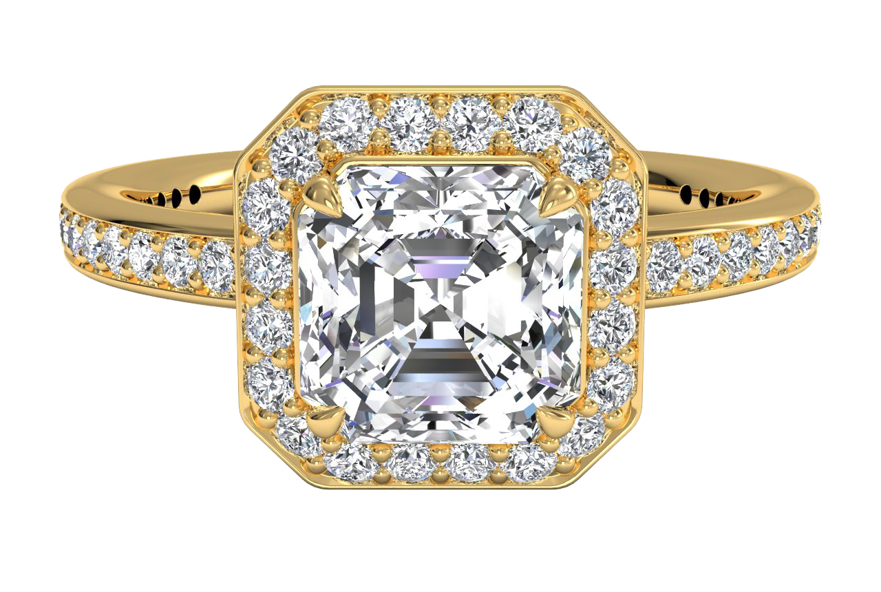 Karen Asscher Cut Lab Grown Diamond 18Kt Yellow Gold Engagement Ring
