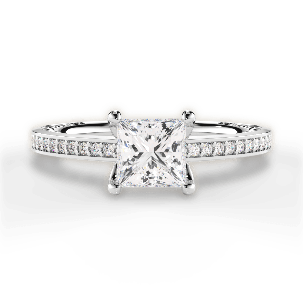 Donna Princess Cut Lab Grown Diamond 18Kt White Gold Engagement Ring