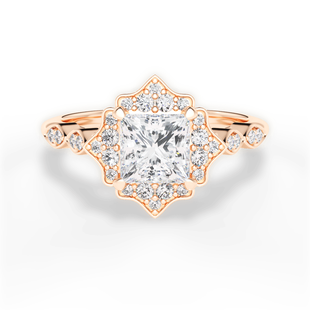 Julie Princess Cut Lab Grown Diamond 18Kt Rose Gold Engagement Ring