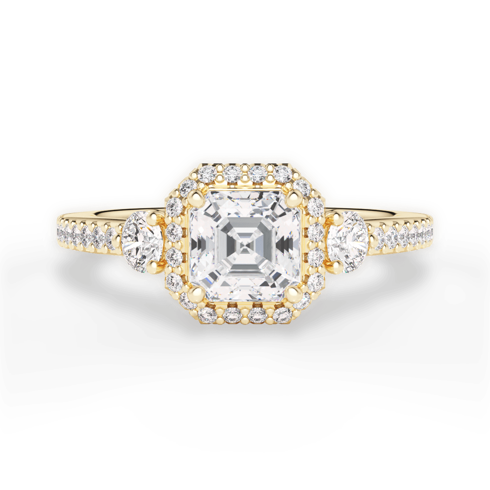 Julia Asscher Cut Lab Grown Diamond 18Kt Yellow Gold Engagement Ring