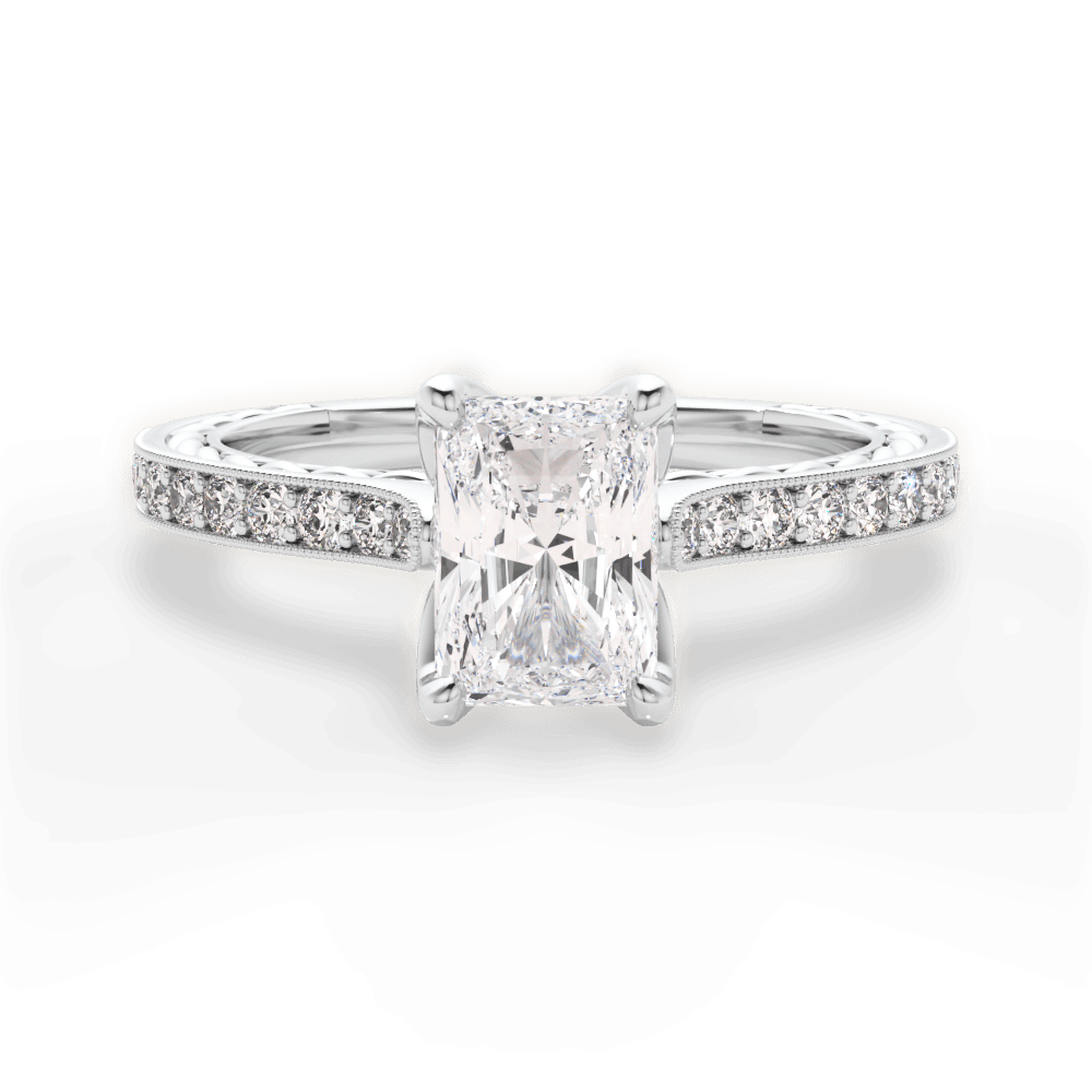 Gilda Radiant Cut Lab Grown Diamond 14Kt White Gold Engagement Ring