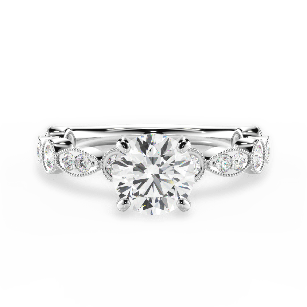 Edith Round Cut Lab Grown Diamond 18Kt White Gold Engagement Ring
