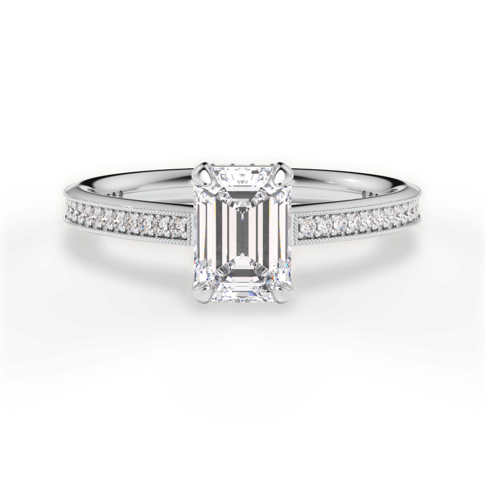 Janet Emerald Cut Lab Grown Diamond 18Kt White Gold Engagement Ring