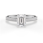 Janet Emerald Cut Lab Grown Diamond 14Kt White Gold Engagement Ring