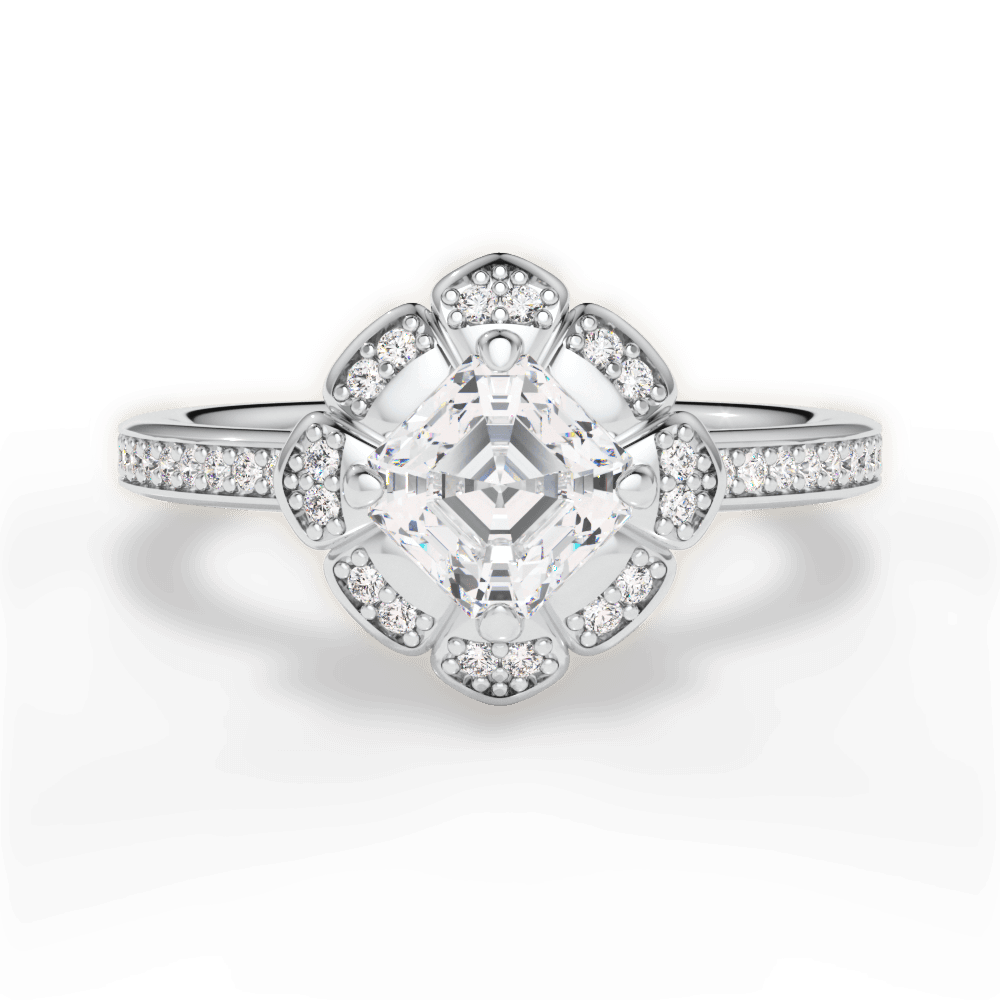 Hayley Asscher Cut Lab Grown Diamond Platinum Engagement Ring