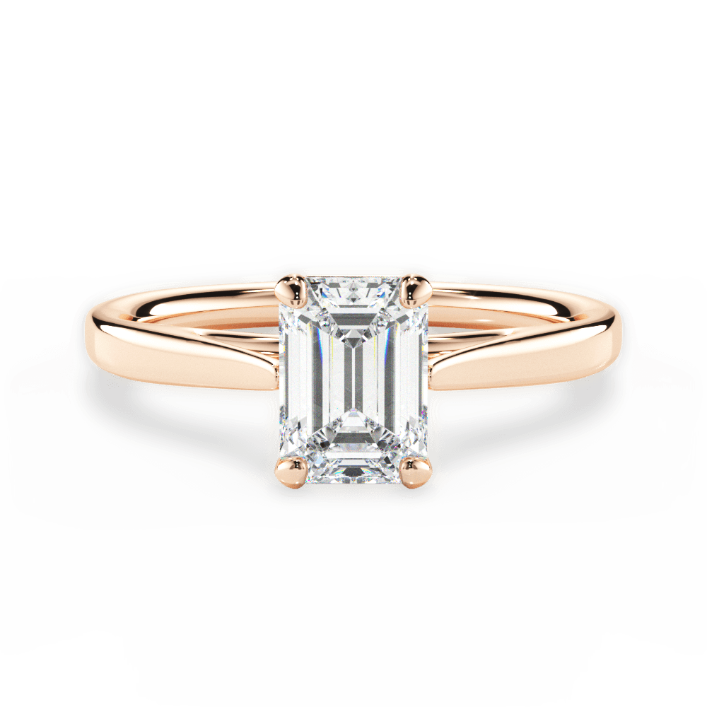 Angie Emerald Cut Lab Grown Diamond 18Kt Rose Gold Engagement Ring