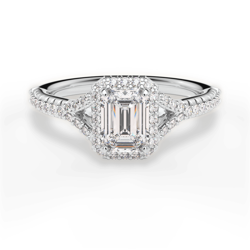 Judy Emerald Cut Lab Grown Diamond 14Kt White Gold Engagement Ring
