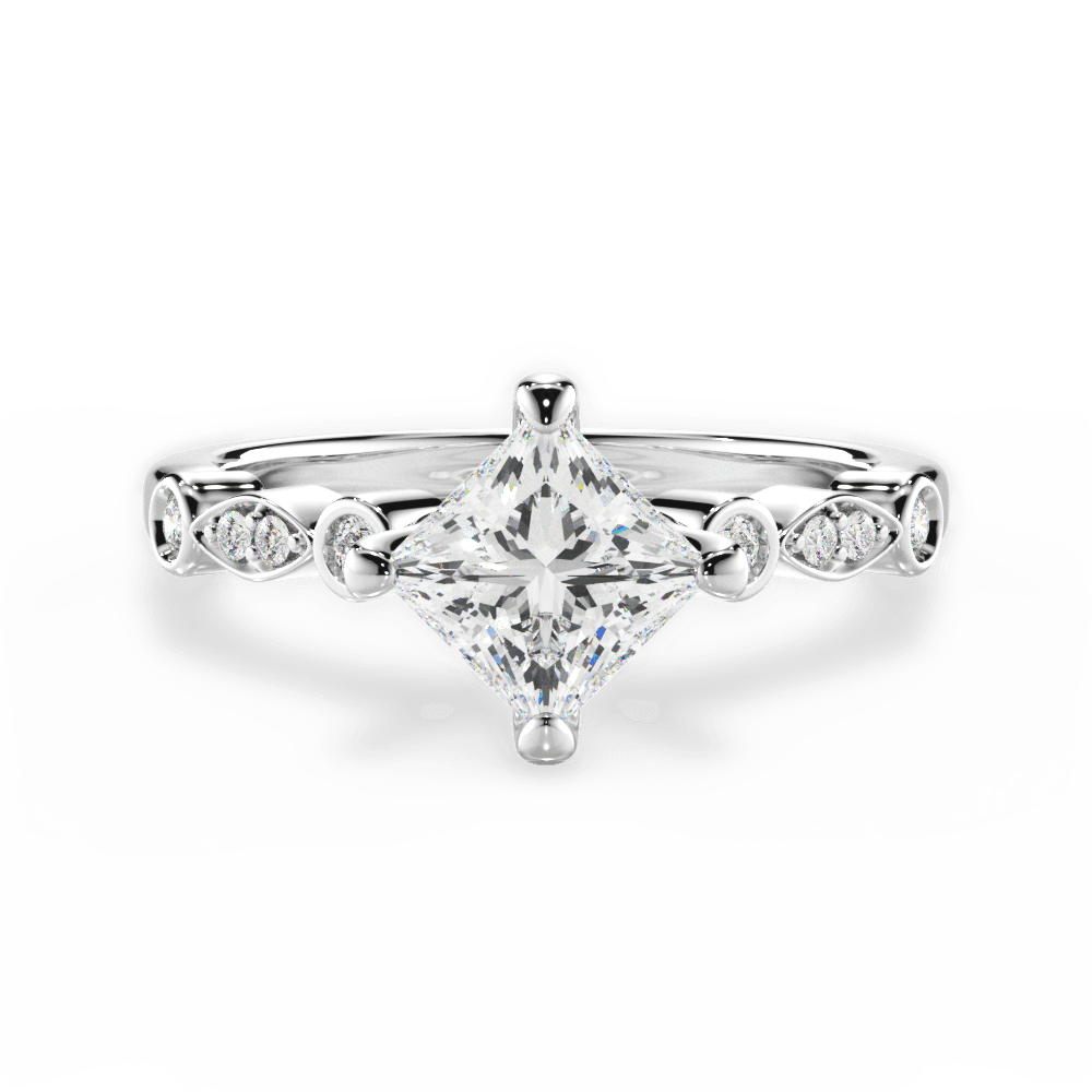 Catherine Princess Cut Lab Grown Diamond 14Kt White Gold Engagement Ring