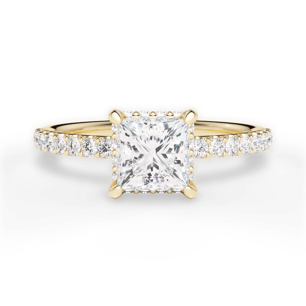 Isabella Princess Cut Lab Grown Diamond 18Kt Yellow Gold Engagement Ring