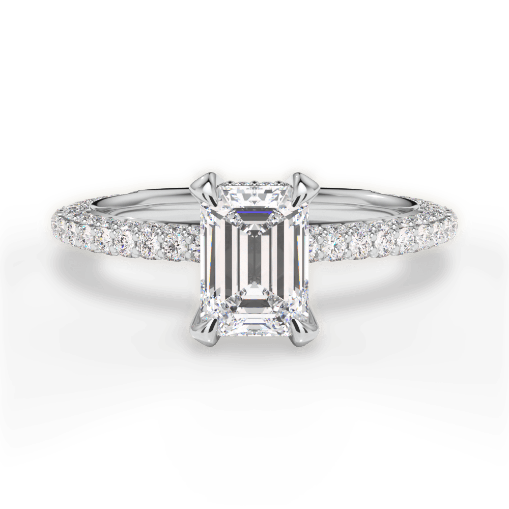 Madeline Emerald Cut Lab Grown Diamond 14Kt White Gold Engagement Ring