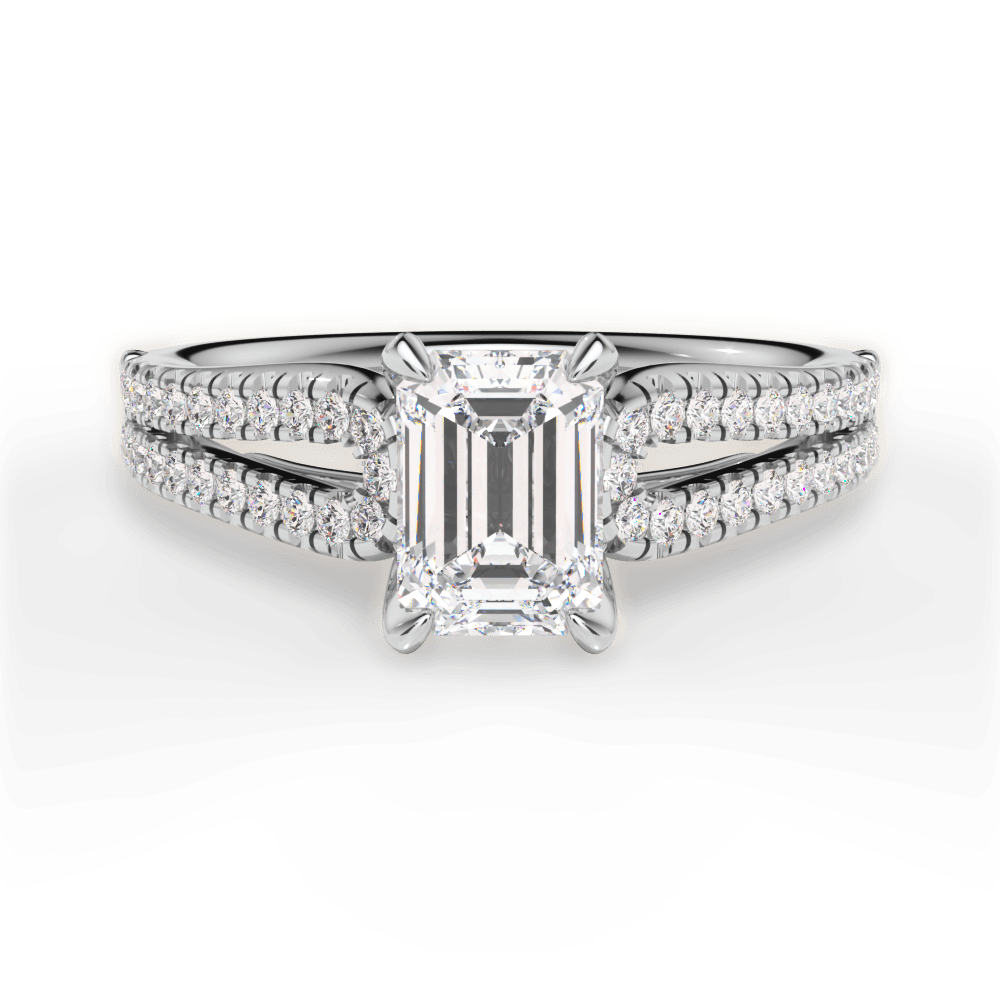 Jessica Emerald Cut Lab Grown Diamond 18Kt White Gold Engagement Ring