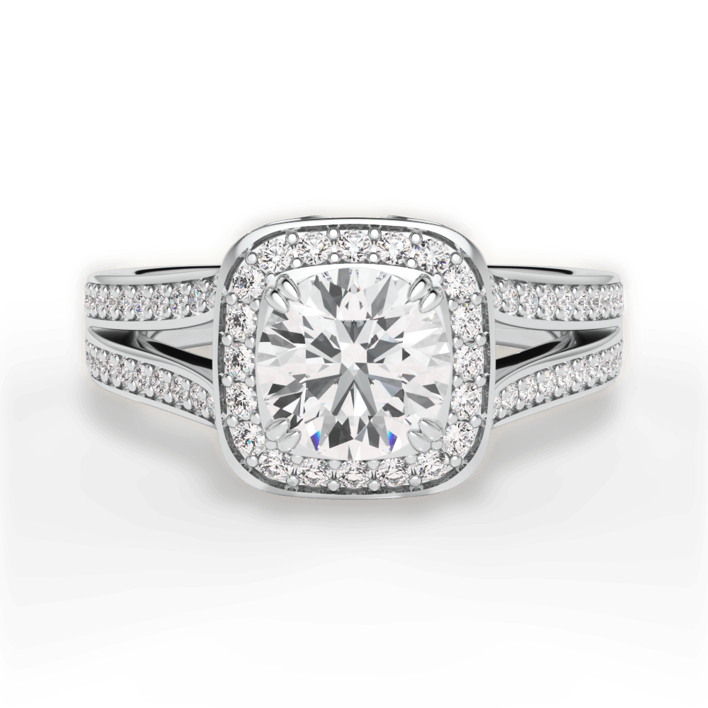 Mackenzie Round Cut Lab Grown Diamond 14Kt White Gold Engagement Ring