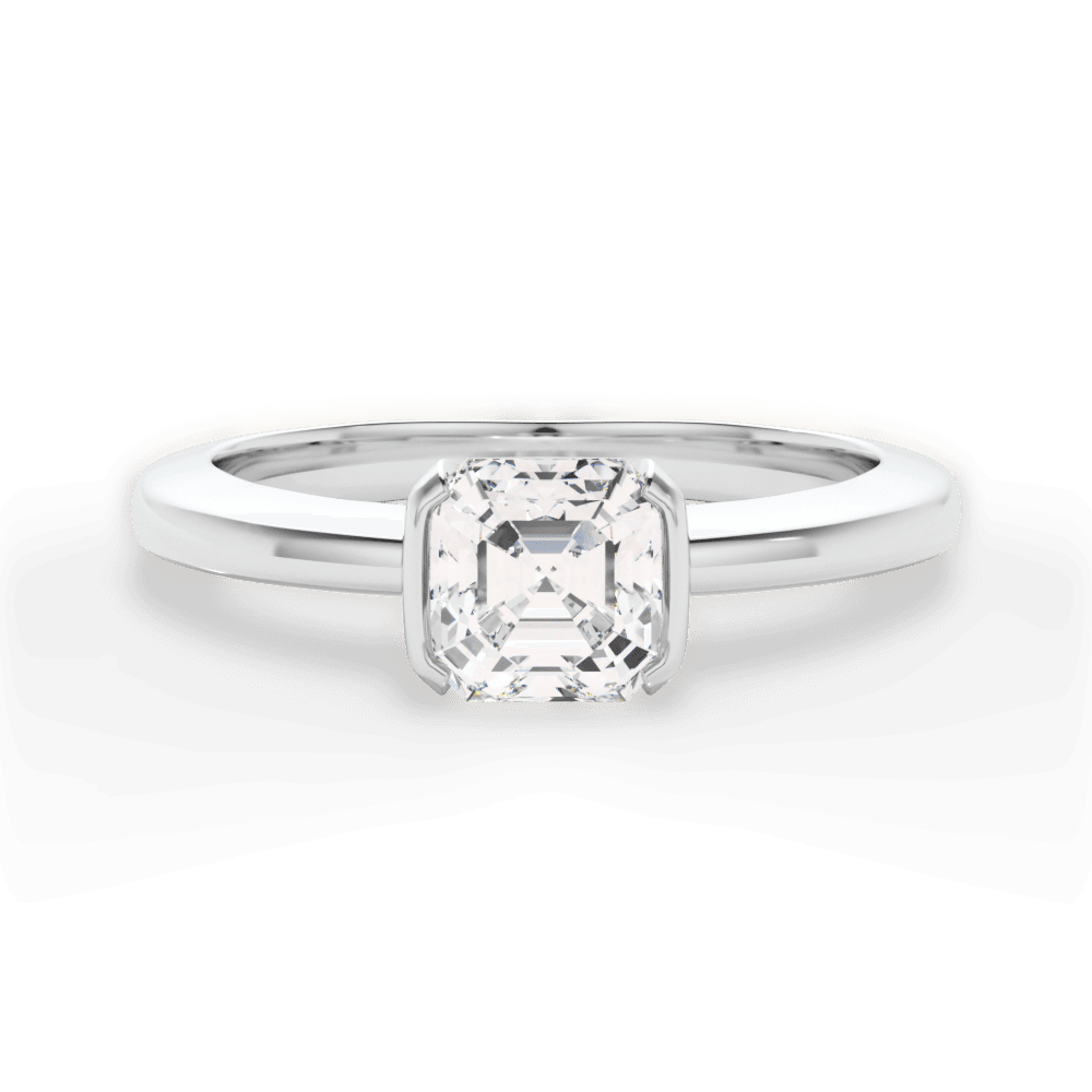 Bridget Asscher Cut Lab Grown Diamond Platinum Engagement Ring