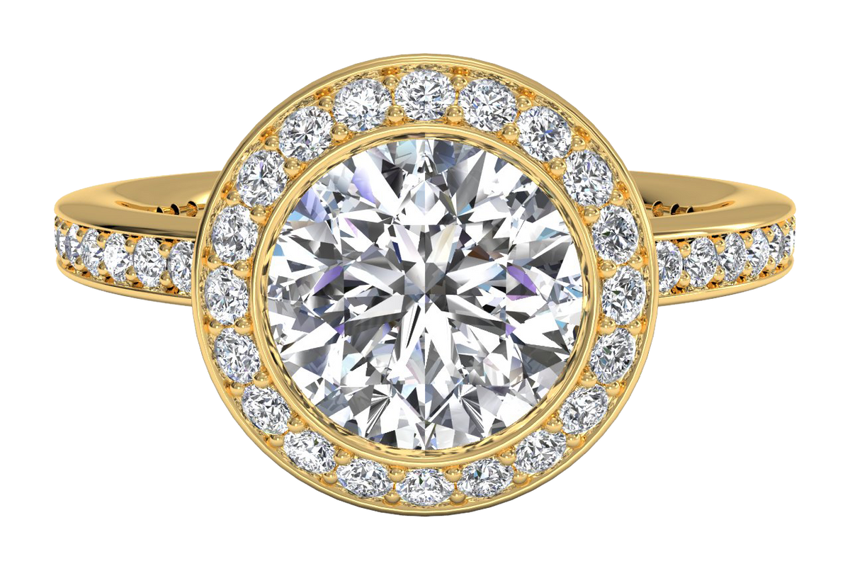 Yvonne round lab diamond engagement ring in 18k yellow gold