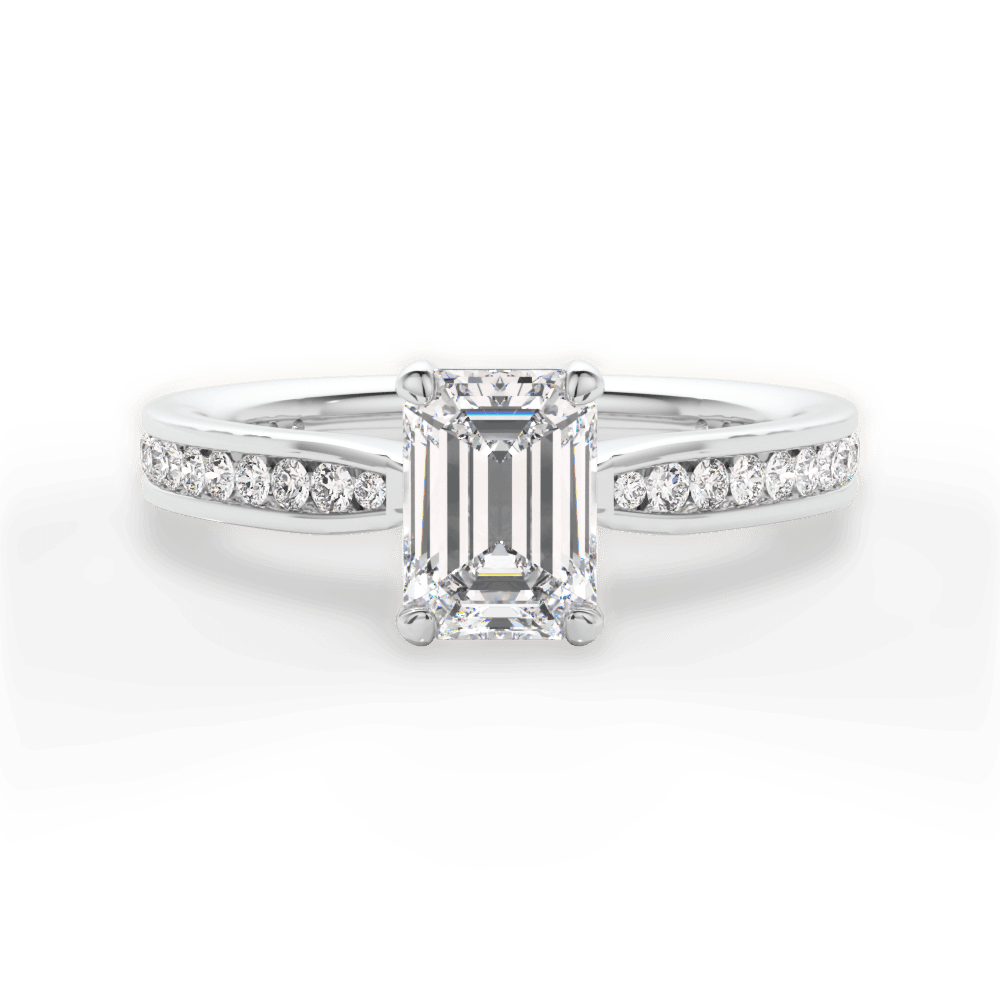 Katelyn Emerald Cut Lab Grown Diamond Platinum Engagement Ring