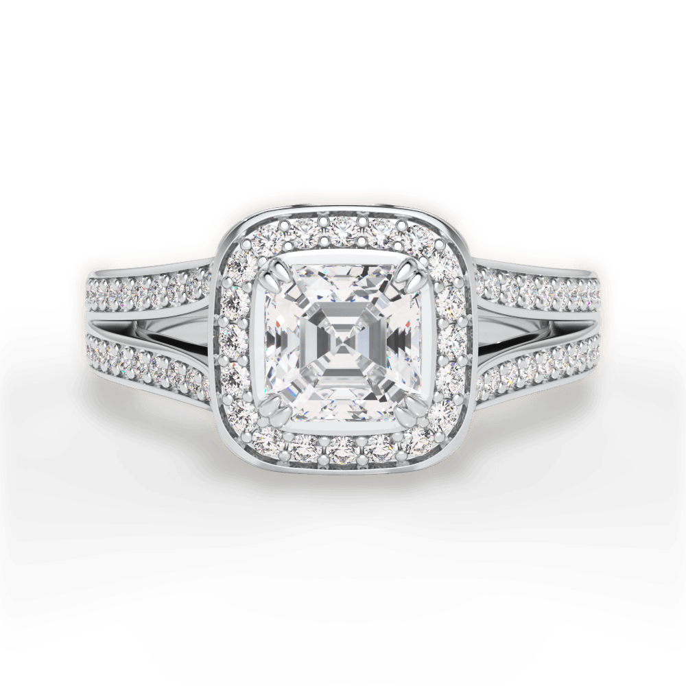 Mackenzie Asscher Cut Lab Grown Diamond 18Kt White Gold Engagement Ring
