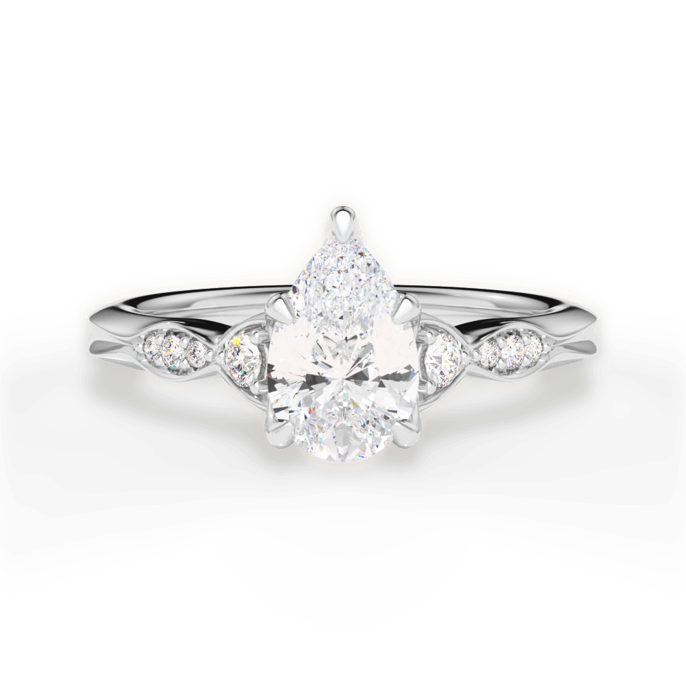 Cassie Pear Cut Lab Grown Diamond 14Kt White Gold Engagement Ring