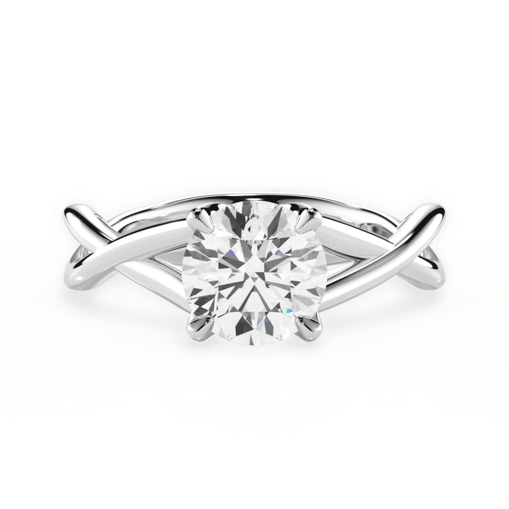 Aubrey Round Cut Lab Grown Diamond Platinum Engagement Ring
