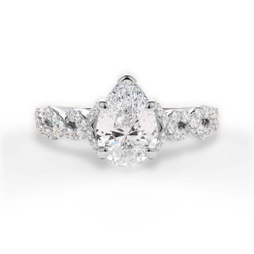 Justine Pear Cut Lab Grown Diamond 18Kt White Gold Engagement Ring