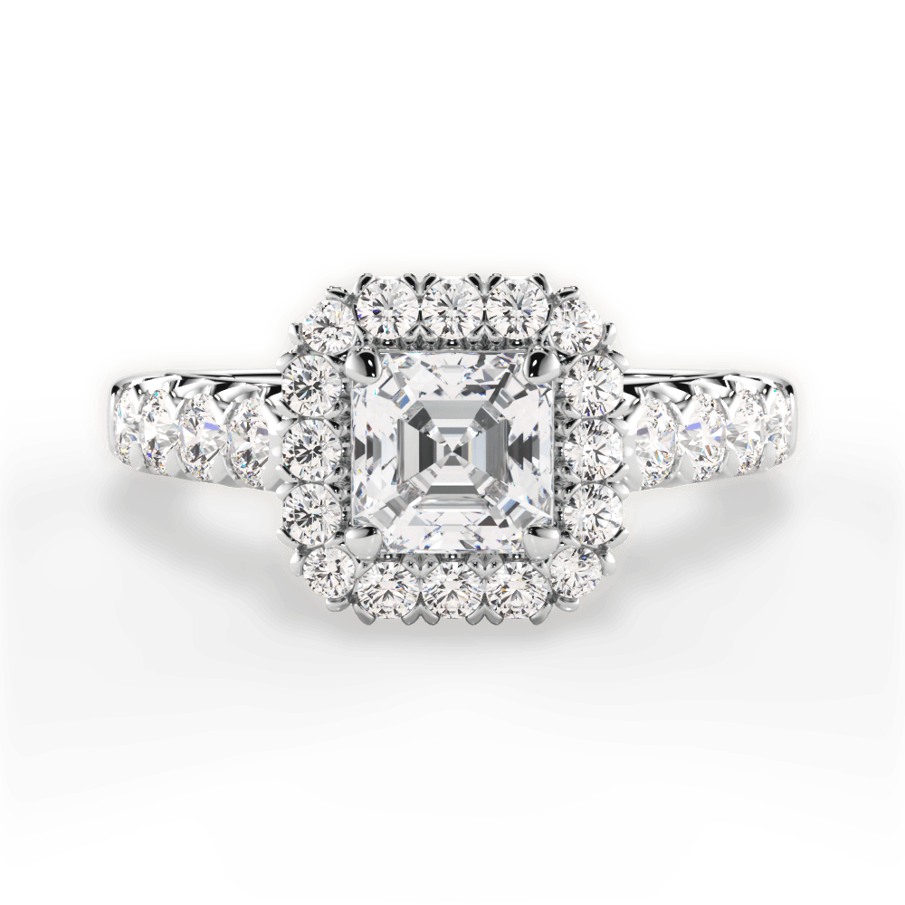 Lacey Asscher Cut Lab Grown Diamond 14Kt White Gold Engagement Ring