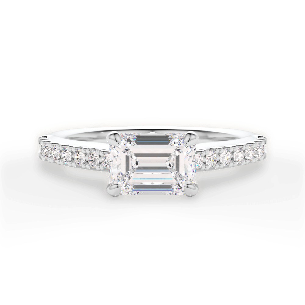 Diane Emerald Cut Lab Grown Diamond 18Kt White Gold Engagement Ring