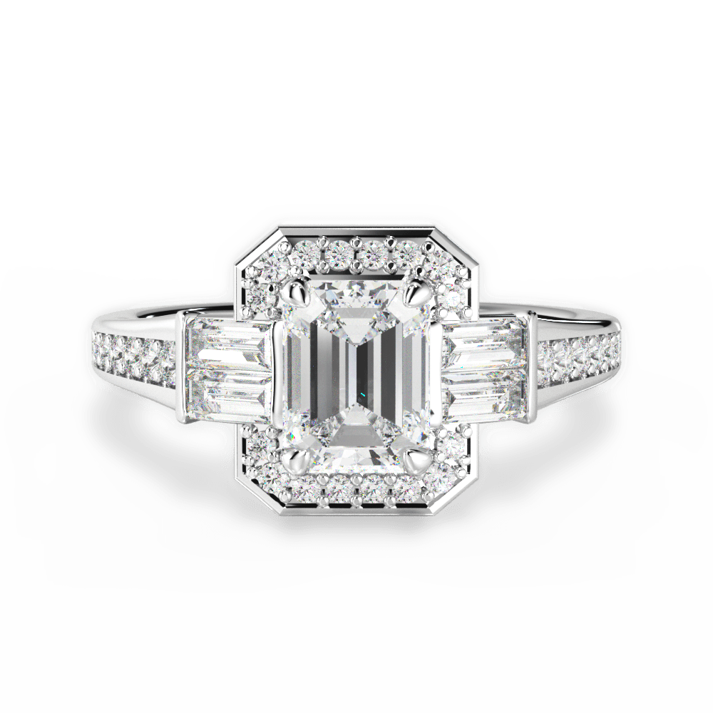 Katherine Emerald Cut Lab Grown Diamond Platinum Engagement Ring