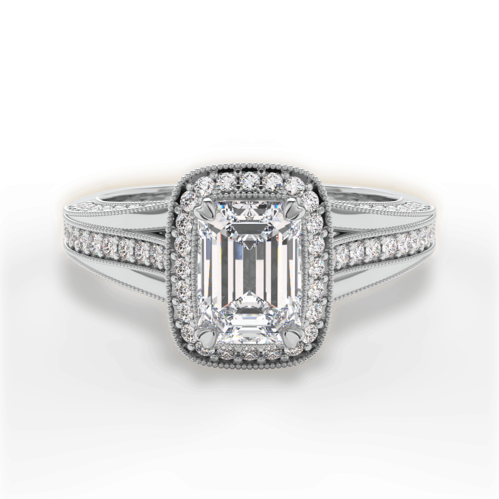 Lillian Emerald Cut Lab Grown Diamond Platinum Engagement Ring
