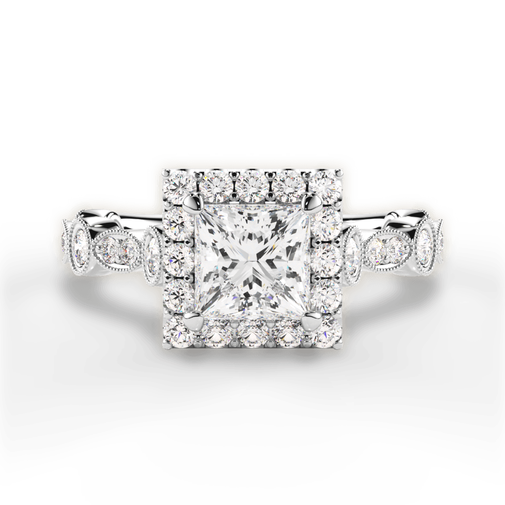 Irene Princess Cut Lab Grown Diamond 18Kt White Gold Engagement Ring