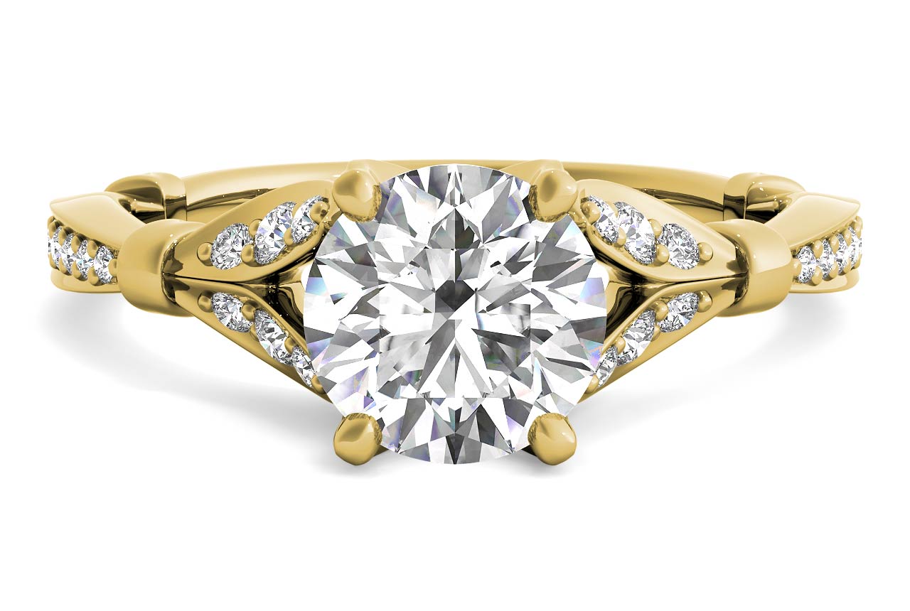 Geraldine Round Cut Lab Grown Diamond 18Kt Yellow Gold Engagement Ring