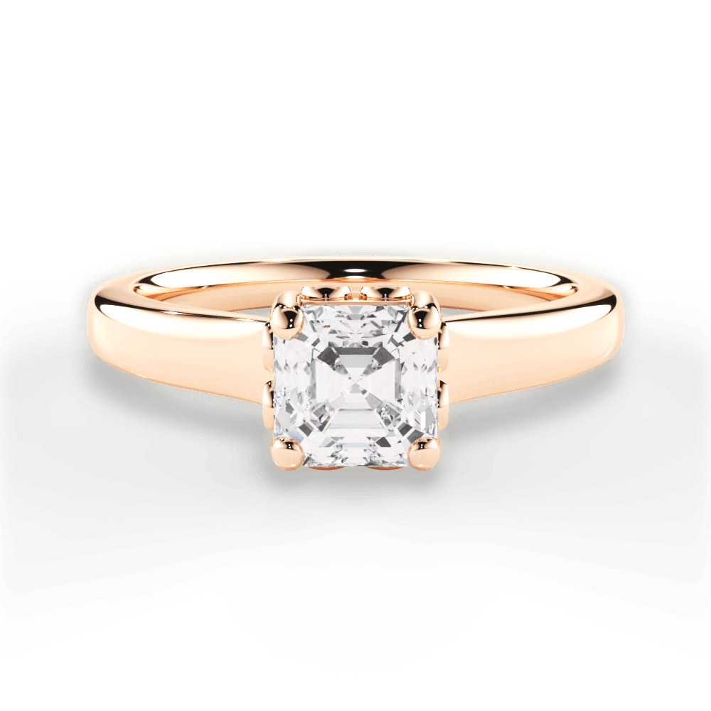 Carol Asscher Cut Lab Grown Diamond 18Kt Rose Gold Engagement Ring
