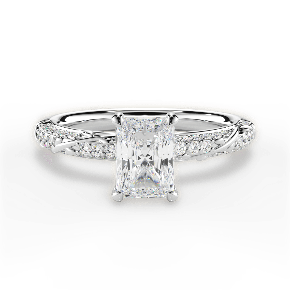 Gloria Radiant Cut Lab Grown Diamond 14Kt White Gold Engagement Ring