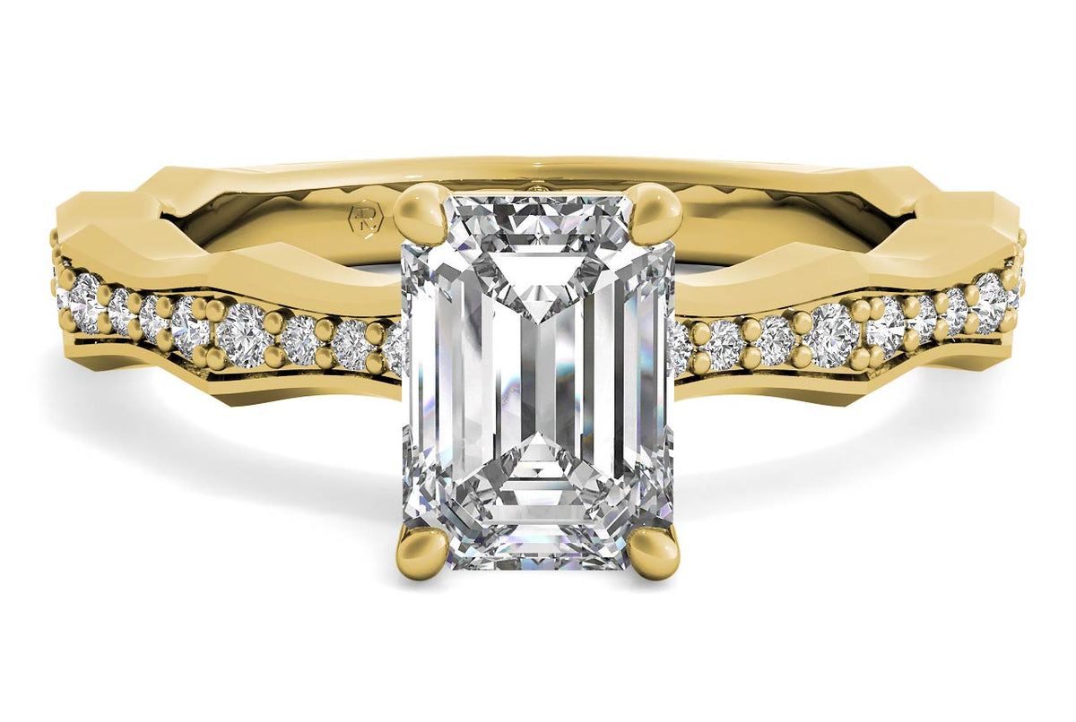 Wendy emerald lab diamond engagement ring in 18k yellow gold